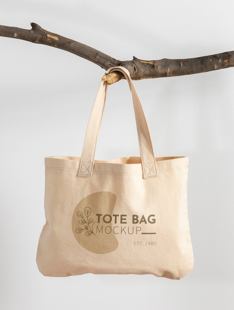 Beautiful textile tote bag mockup