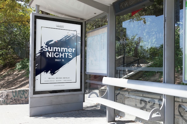 Billboard mockup on bus stop