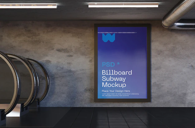 Billboard mockup in metro station