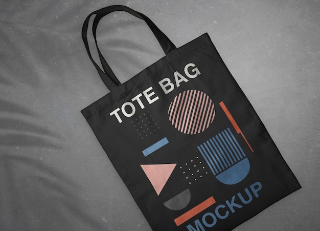 Black tote bag mockup