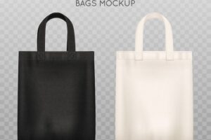 Black and white tote shopping bags