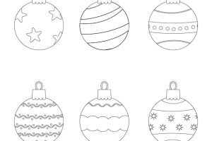 Christmas balloons in line style vector illustration