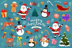 Christmas vector icons new year decoration illustration of xmas christians