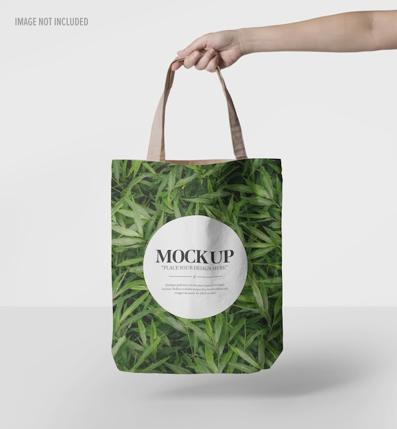 Close up on canvas tote bag mockup isolated