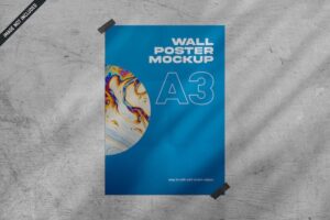 Close up on wall poster mockup isolated