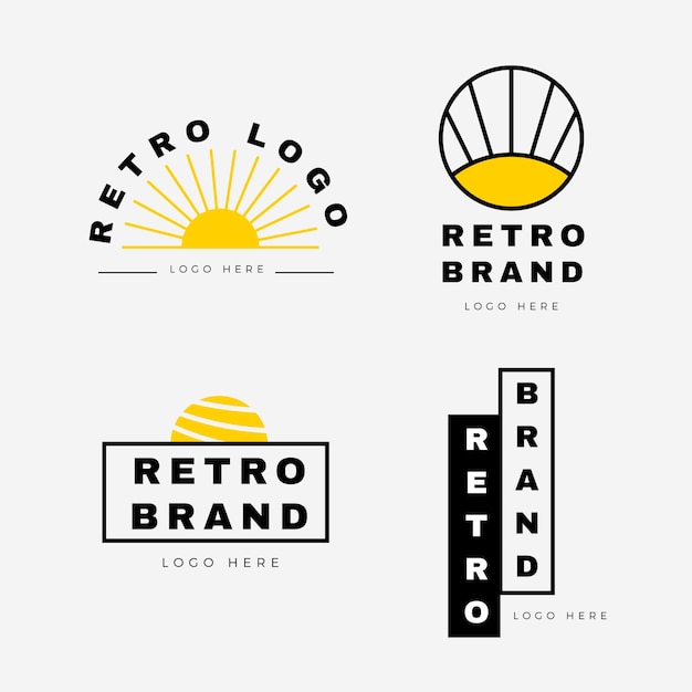 Colorful minimal logo collection in retro style