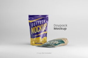 Doypack pouch food packaging mockup