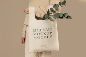 Fabric shopping bag mockup design