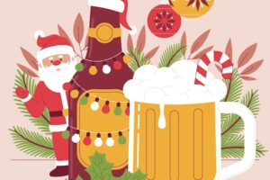 Flat christmas beer illustration