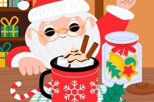 Flat christmas hot chocolate illustration