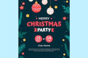 Flat christmas season party poster template