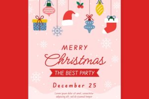 Flat christmas season vertical party poster template
