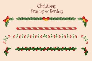 Flat design christmas frames and borders