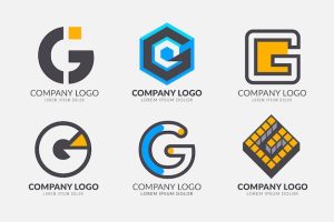Flat design g letter logos set