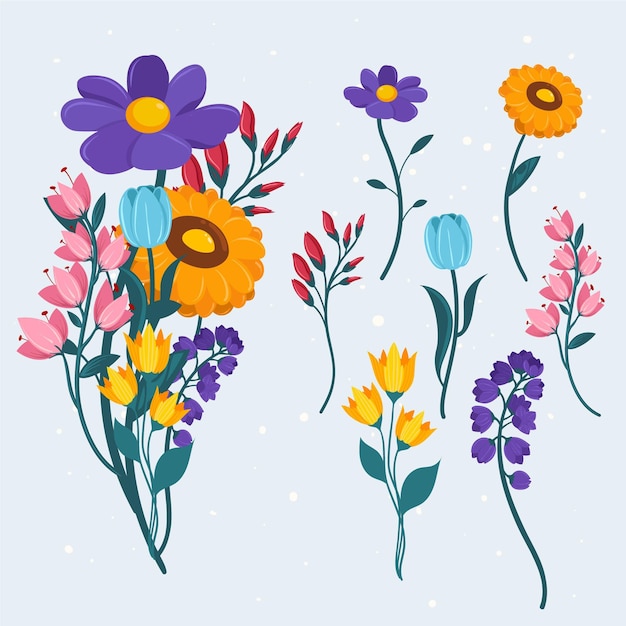 Flat design spring flower collection