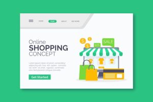 Flat online shopping landing page template