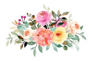 Floral bouquet with watercolor