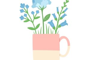 Flower in beautiful cup flat design vector illustration