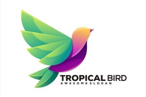 Fly bird colorful gradient style vector design