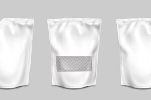 Foil bags with nozzle and transparent surface front view
