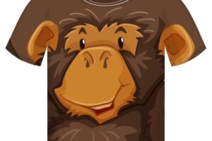 Front of t-shirt with monkey face pattern