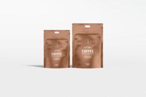 Glossy foil coffee pouch bag branding mockup