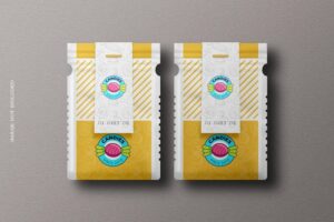 Glossy plastic foil pouch packaging mockup
