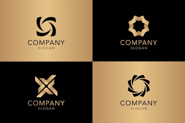 Golden company logo collection vector