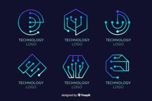 Gradient technology concept logotype collection