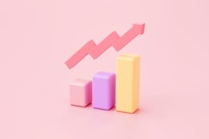 Graph plan and growing strategy for marketing business and finance concept on pink background 3d rendering