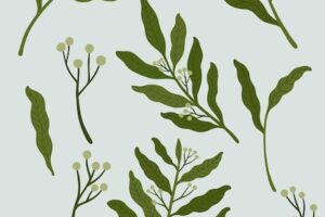 Green leaves on a gray background illustration
