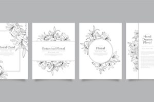 Hand drawn floral cards collection