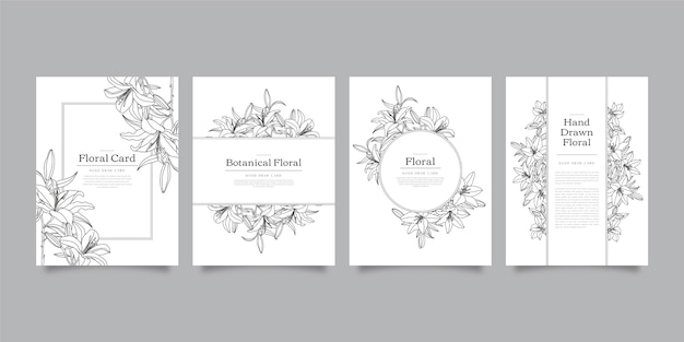 Hand drawn floral cards collection