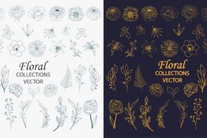 Hand drawn floral elements collections