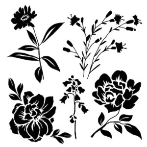 Hand drawn flower silhouettes illustration