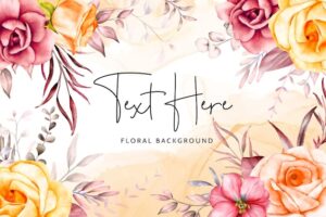 Hand drawn luxury red flower watercolor background design