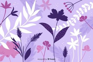 Hand drawn purple abstract floral background