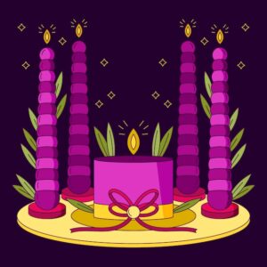 Hand drawn purple candles illustration