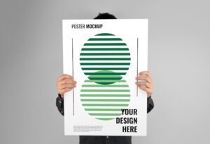 Hands holding a poster mockup