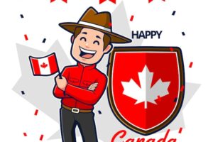 Happy canada day with ranger and flag