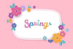 Illustration vector of floral and flower frame design for spring on pink background.