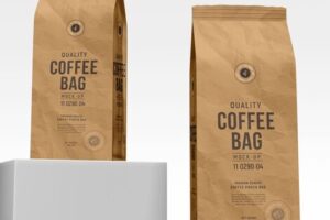 Kraft paper coffee bag branding mockup