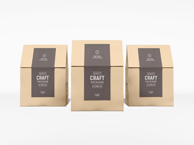 Kraft paper coffee bag packaging mockup