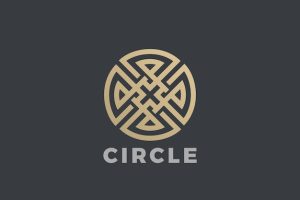Luxury circle maze cross logo  icon. linear style