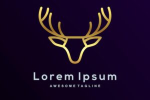 Luxury deer with gold color logo template