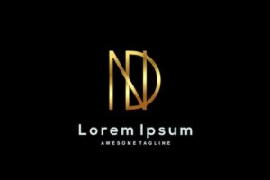 Luxury letter n and d with gold color logo template