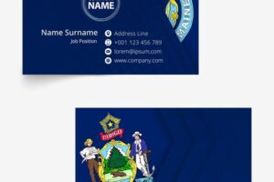 Maine flag business card standard size 90x50 mm business card template with bleed under the clipping mask