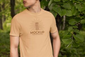 Man wearing a mock-up t-shirt
