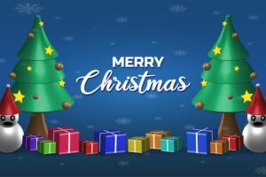 Merry christmas background, realistic 3d vector decorative