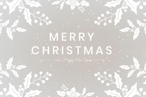 Merry christmas wish gray floral greeting card